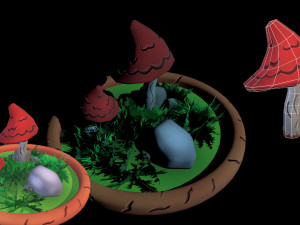 Fantasy Mushrums Low-poly 3Dモデル
