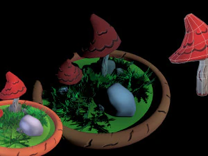 Fantasy Mushrums Low-poly 3D Model
