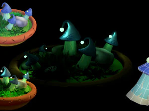 Fantasy Mushrums Low-poly 3D Model