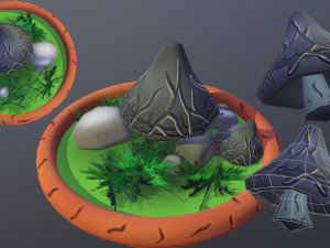 Fantasy Mushrums Low-poly 3Dモデル