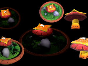 Fantasy Mushrums Low-poly 3Dモデル