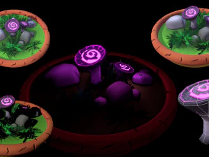 Fantasy Mushrums Low-poly 3D Model