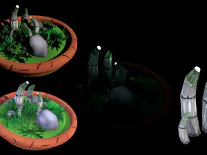 Fantasy Mushrums Low-poly 3D Model