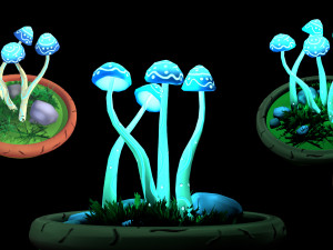 Fantasy Mushrums Low-poly 3Dモデル
