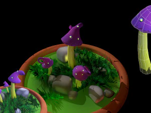 Fantasy Mushrums Low-poly 3D Model