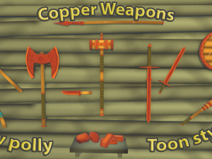 Copper Swords Low Poly Toon Style 3Dモデル