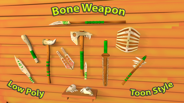 Bone Sword Low Poly Toon Style Model 3D .c4d .max .obj .3ds .fbx .stl .blend 