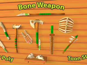 Bone Sword Low Poly Toon Style 3D Model