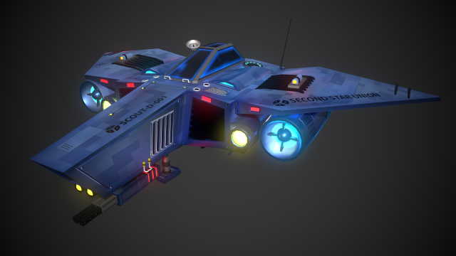 Small reconnaissance starship Scout-D-001 3D 모델 .c4d .max .obj .3ds .fbx .stl .blend 