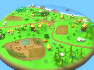 Low Poly Casual Village Pack 3D Model