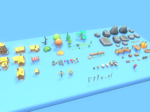 Low Poly Casual Village Pack 3D Model