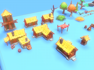 Low Poly Casual Village Pack 3D Model