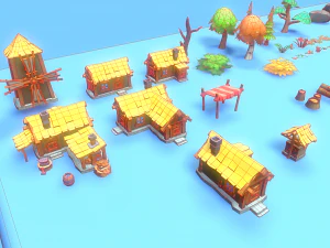 Low Poly Casual Village Pack 3D Model