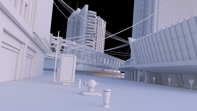 City street scene Modelo 3D .c4d .max .obj .3ds .fbx .stl .blend 