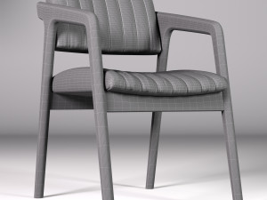 CHAIR Walnut Leather Modello 3D