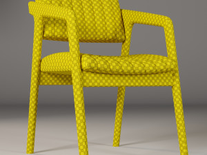 CHAIR Walnut Leather Modello 3D