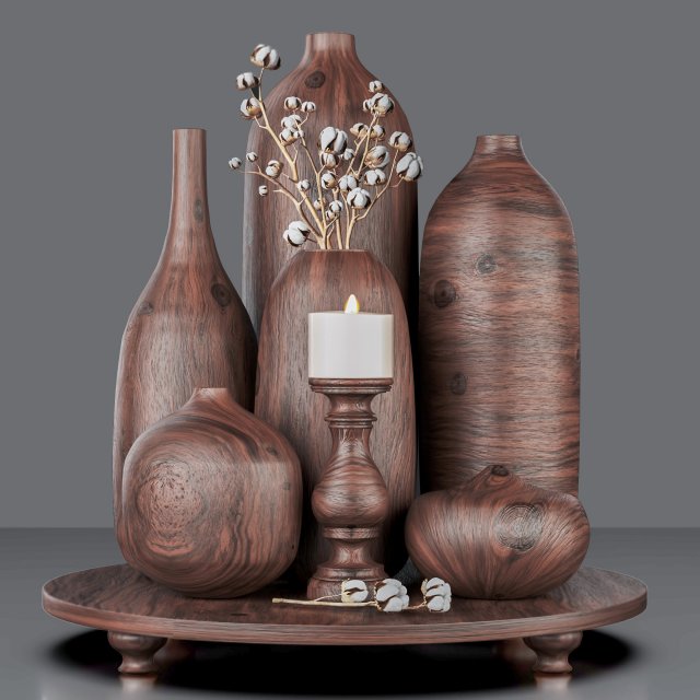 Vase Wooden 3Dモデル .c4d .max .obj .3ds .fbx .stl .blend 