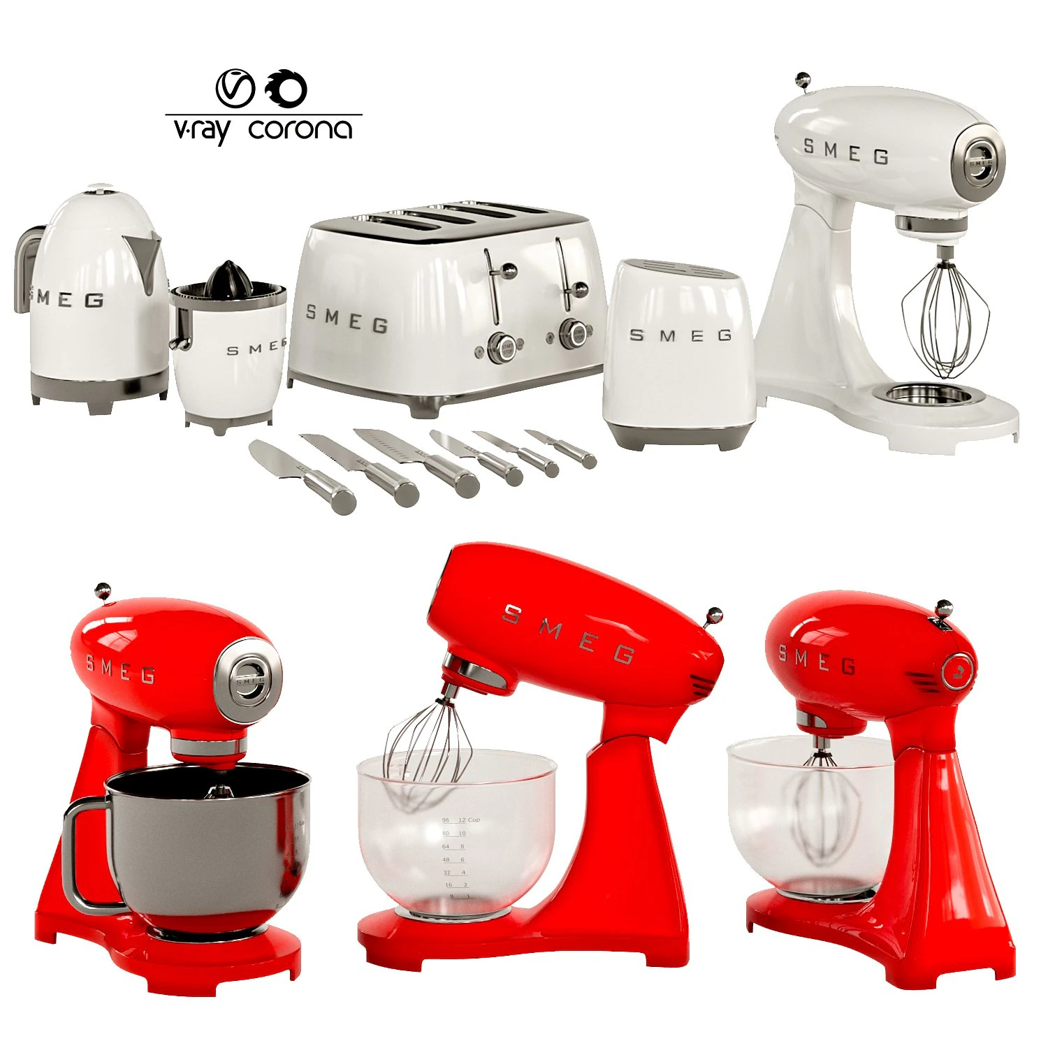 Set Cocinero SMEG 02 Modelo 3D .c4d .max .obj .3ds .fbx .stl .blend 