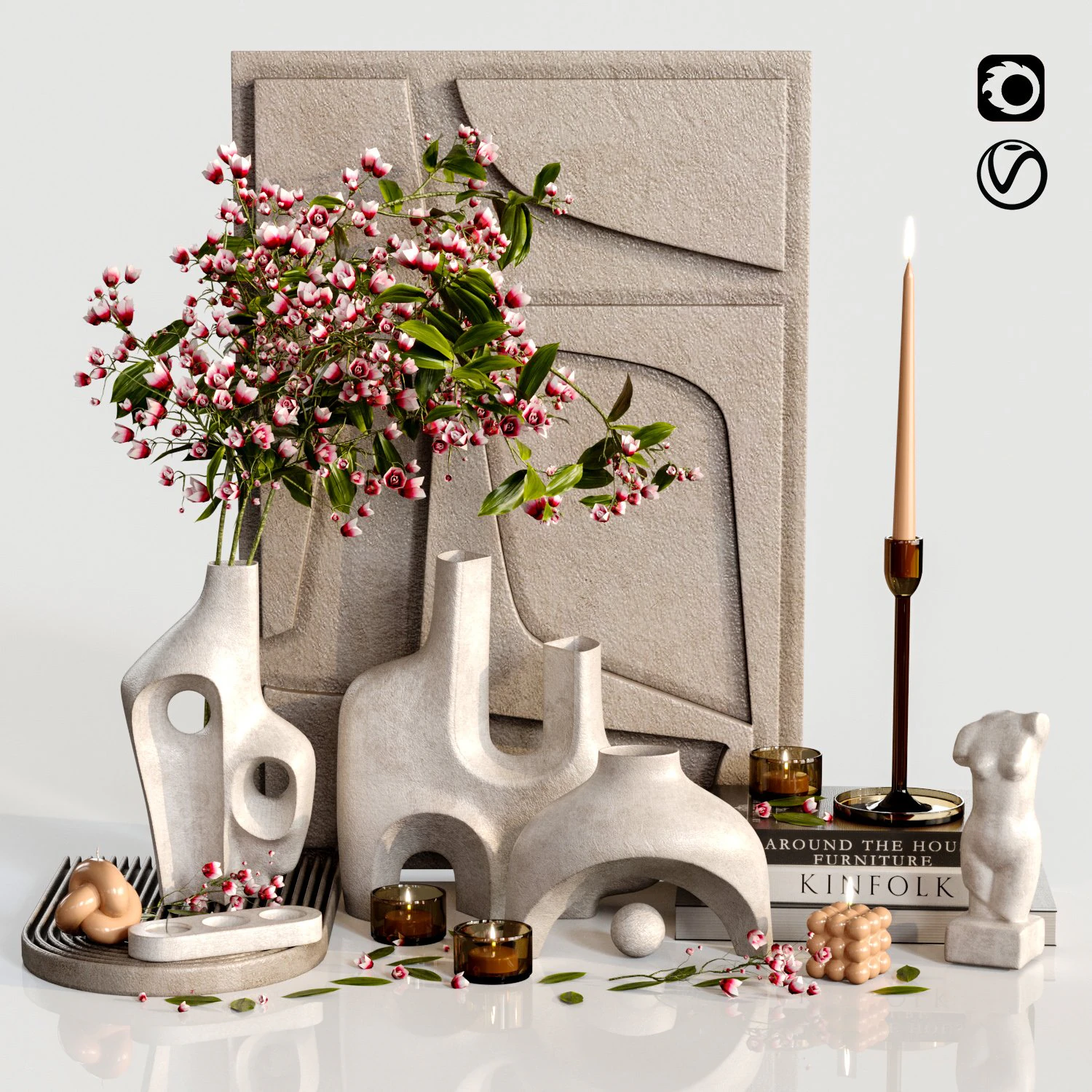 Decor set 003 3D Model .c4d .max .obj .3ds .fbx .stl .blend