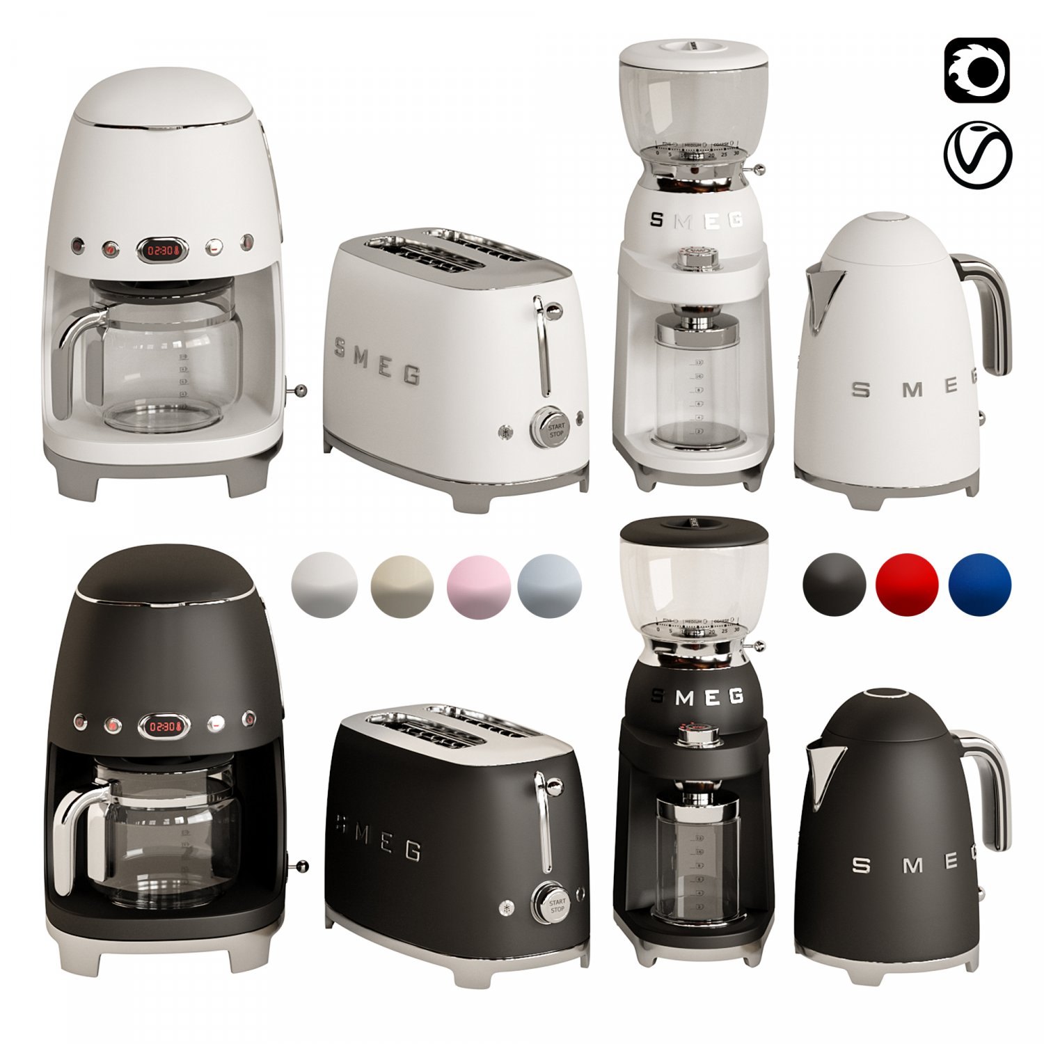 SMEG 50s Style Kitchen Appliance Collection- Corona 3D model