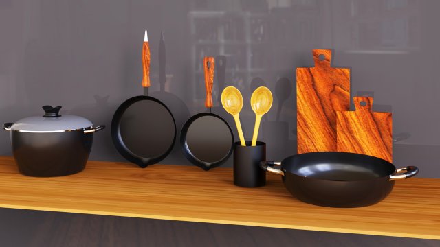 Non-Stick-Kitchen-Accessories Model 3D .c4d .max .obj .3ds .fbx .stl .blend 