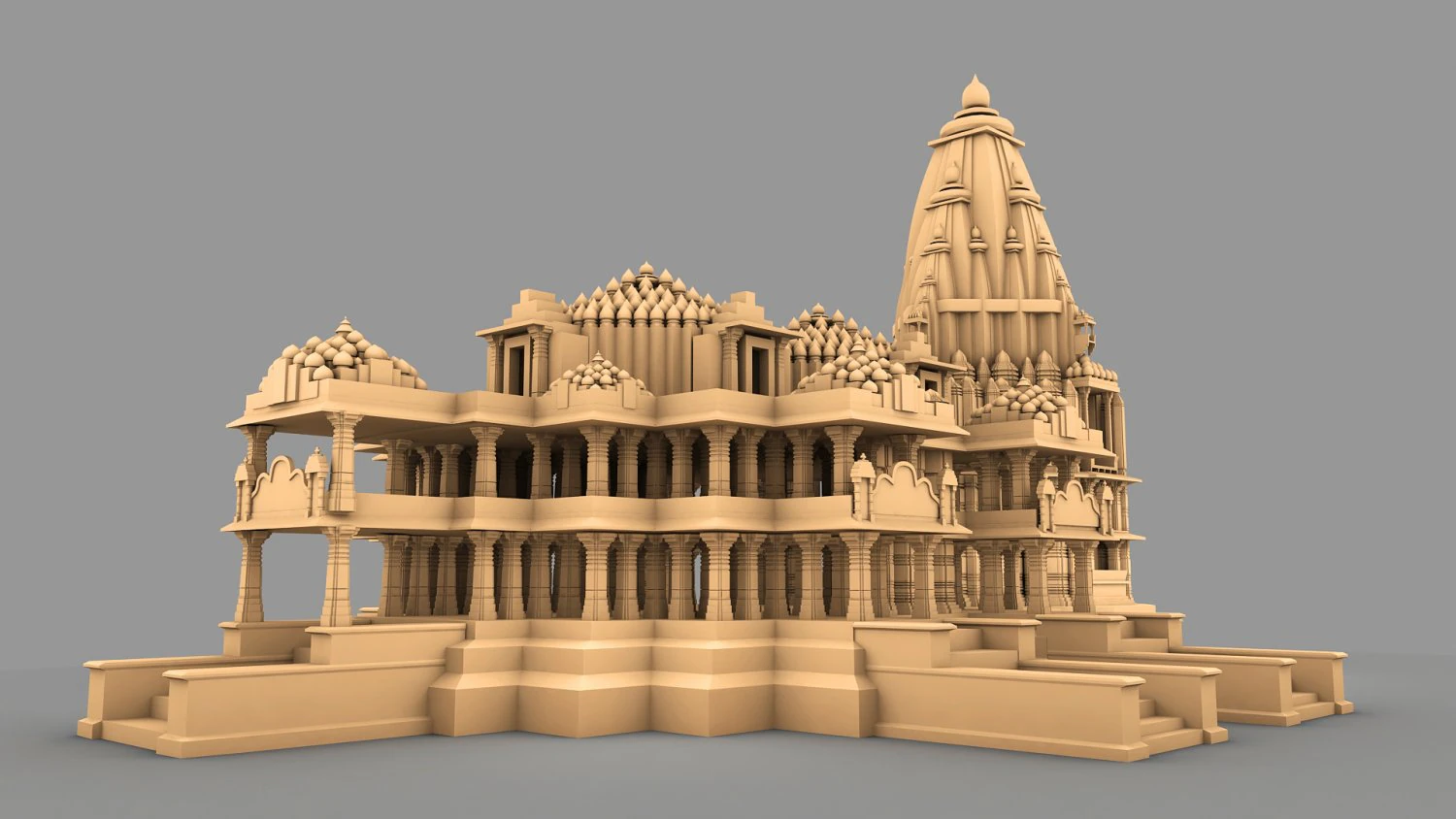 Somnath Temple 3D Model .c4d .max .obj .3ds .fbx .stl .blend 