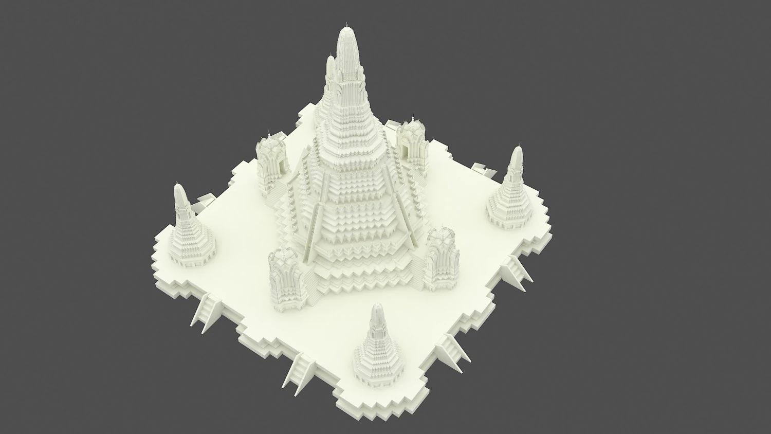 Wat Arun Temple 3D Model .c4d .max .obj .3ds .fbx .stl .blend 