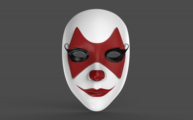 Mask Women Clown 3D Model .c4d .max .obj .3ds .fbx .stl .blend 
