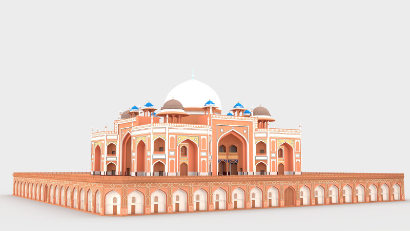 Humayun Tomb 3D Model .c4d .max .obj .3ds .fbx .stl .blend 