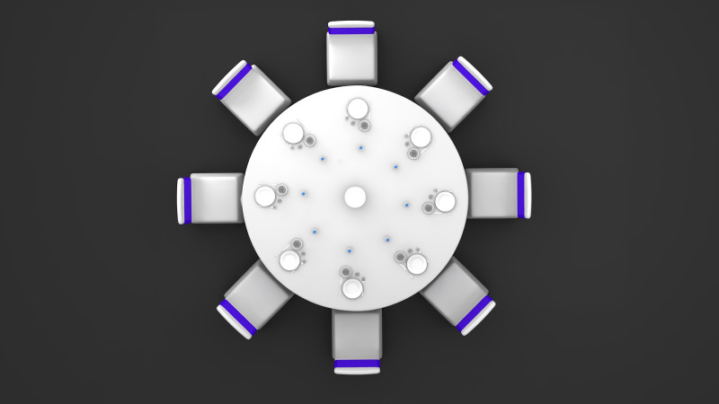 Round Dining Served Table 3D Модель .c4d .max .obj .3ds .fbx .stl .blend 