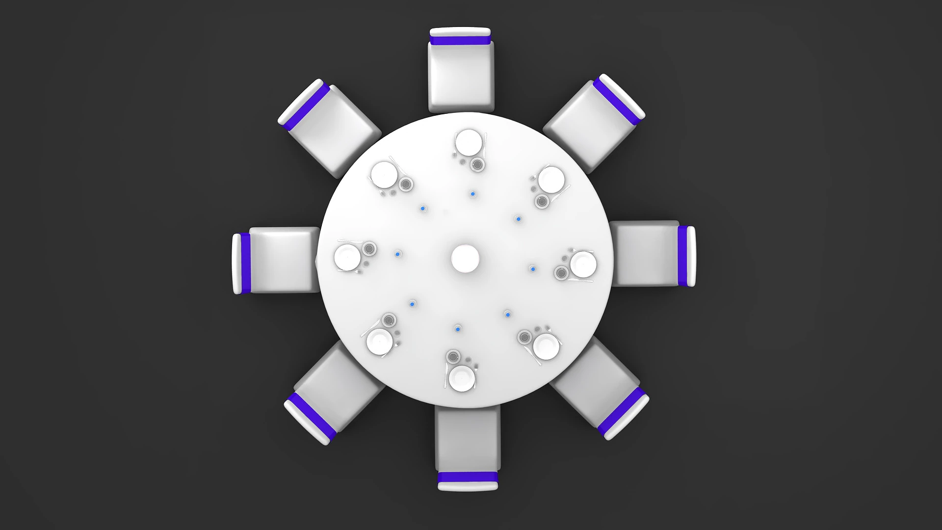 Round Dining Served Table 3D Model .c4d .max .obj .3ds .fbx .stl .blend 
