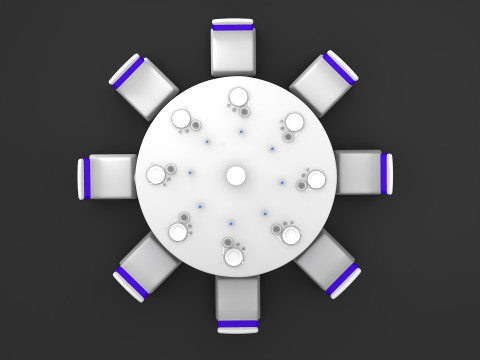 Round Dining Served Table 3D Модель