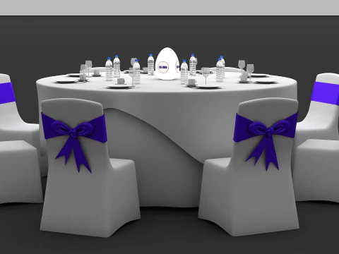 Round Dining Served Table 3D Model