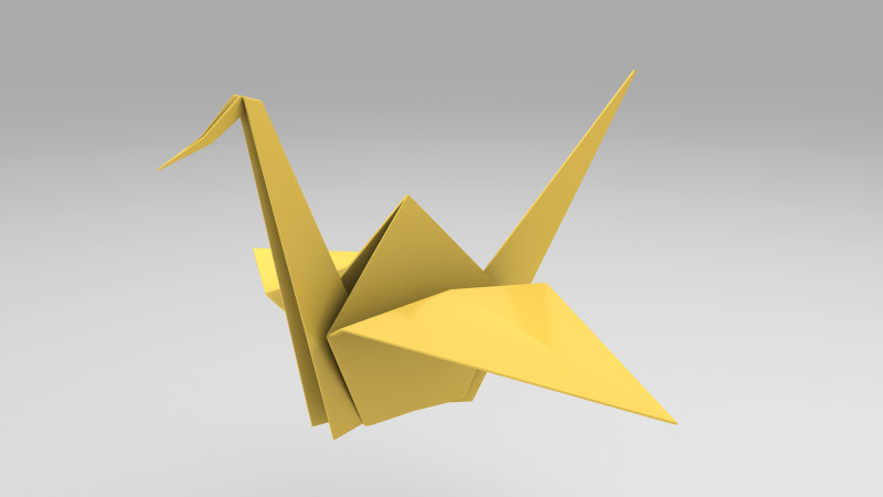 Origami Crane 3D Model .c4d .max .obj .3ds .fbx .stl .blend