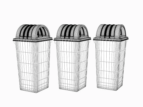 Plastic Trash Can 3D Model