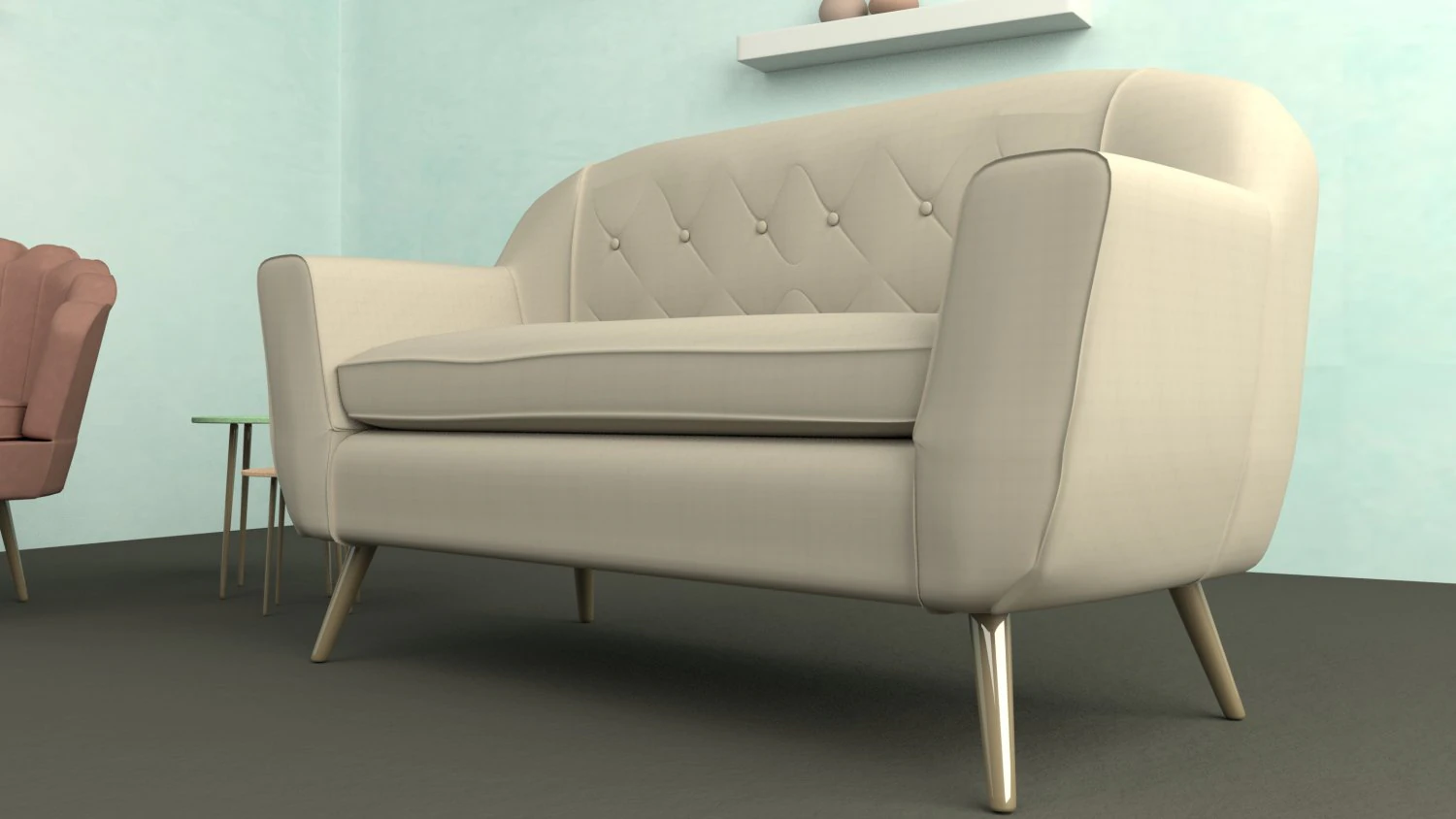 Beige Sofa 3D Model .c4d .max .obj .3ds .fbx .stl .blend 