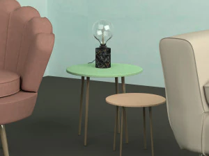 Tafellamp en twee bijzettafels 3D Model