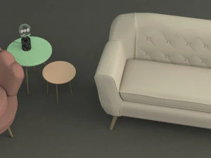 Table Lamp and Two Side Tables 3D Model
