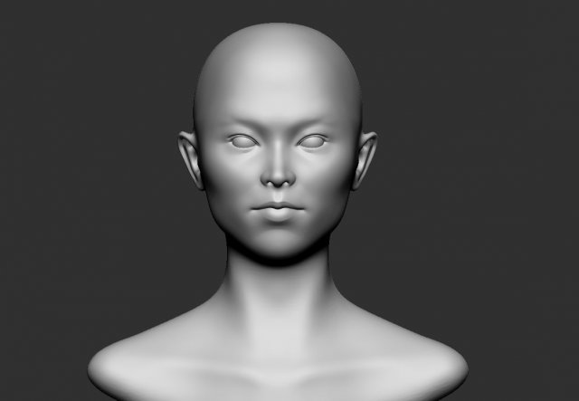 Asian woman head basemesh 3D Model .c4d .max .obj .3ds .fbx .stl .blend