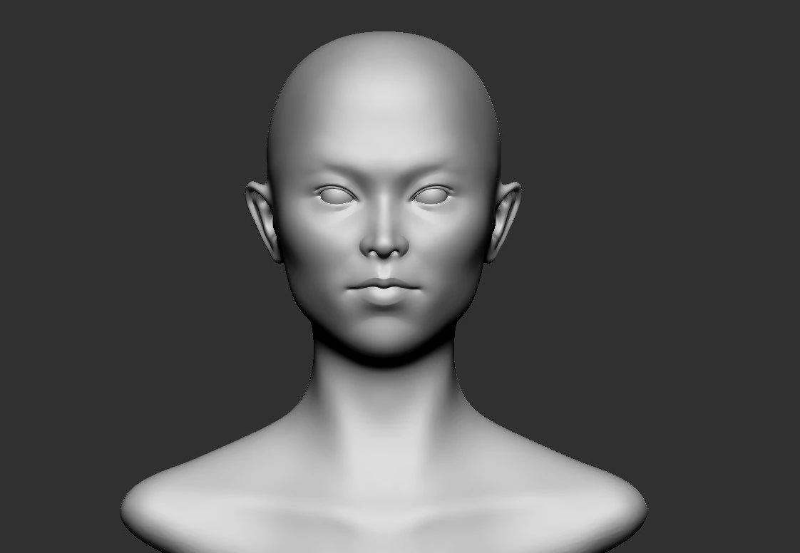 Asian woman head basemesh 3D Model .c4d .max .obj .3ds .fbx .stl .blend 