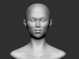 Asian woman head basemesh 3D Models