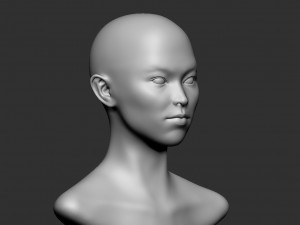 Asian woman head basemesh 3D Model