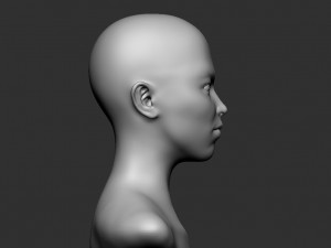Asian woman head basemesh 3D Model