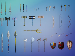 게임 준비 무기 팩 3D 모델