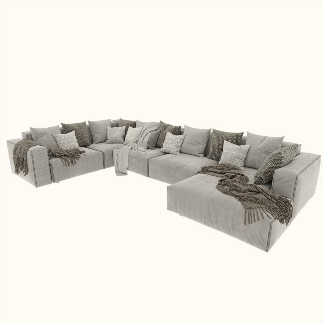 Hills Sofa 3D Model .c4d .max .obj .3ds .fbx .stl .blend 