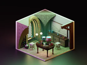 Blender render cycles isometric room 3D Model