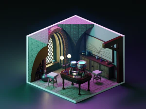 Blender render cycles isometric room 3D Model