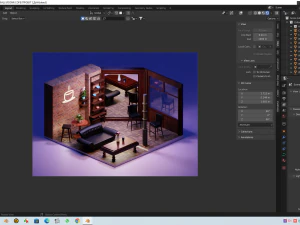 블렌더 렌더 사이클 룸 3D 모델