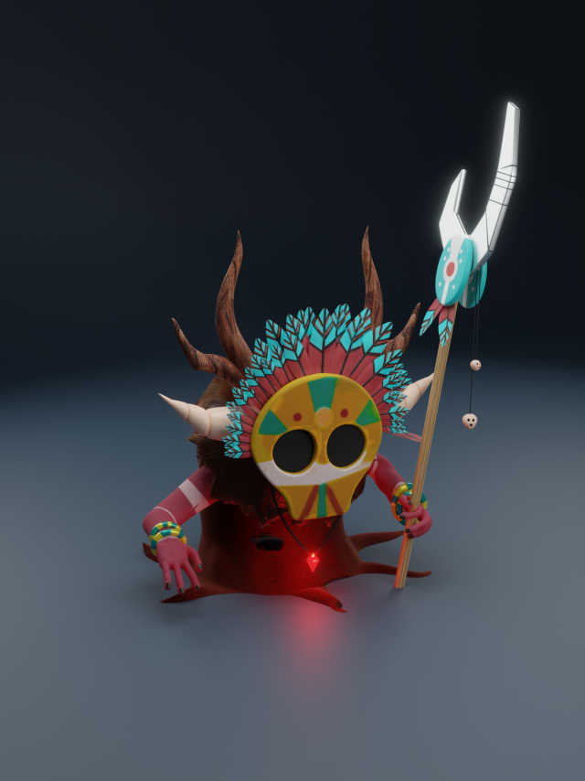 Shaman stick blender shaman render cyclec fur 3D Модель .c4d .max .obj .3ds .fbx .stl .blend