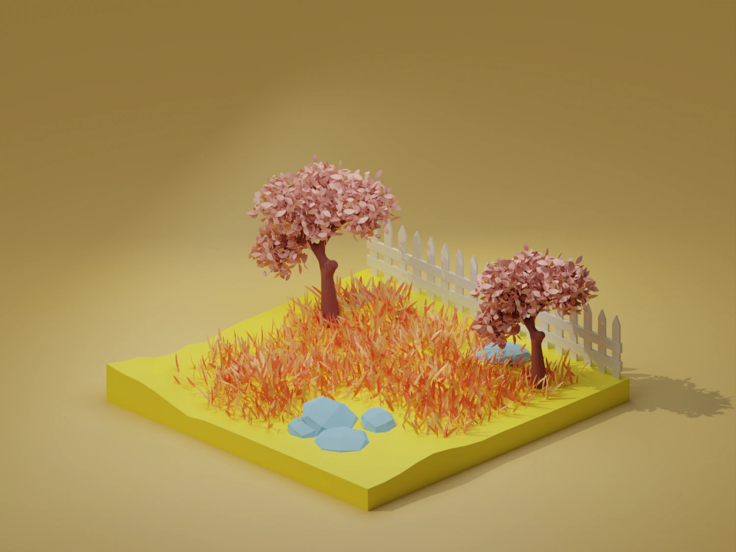 Autumn Garden Blender Cyclec 3D Model .c4d .max .obj .3ds .fbx .stl .blend